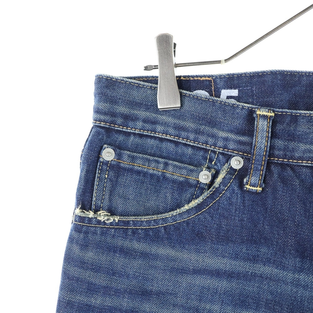 VISVIM(ヴィスヴィム) FLUXUS 03D2.5 SERGE DE NIMES パイソンパッチ ダメージ加工 セルビッチ デニムパンツ インディゴ