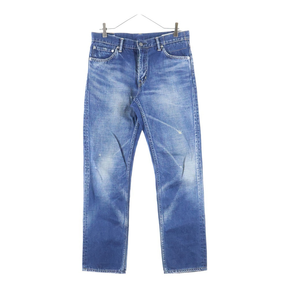 VISVIM(ヴィスヴィム) FLUXUS 03D5 SERGE DE NIMES パイソンパッチ ダメージ加工 ストレート デニムパンツ インディゴ