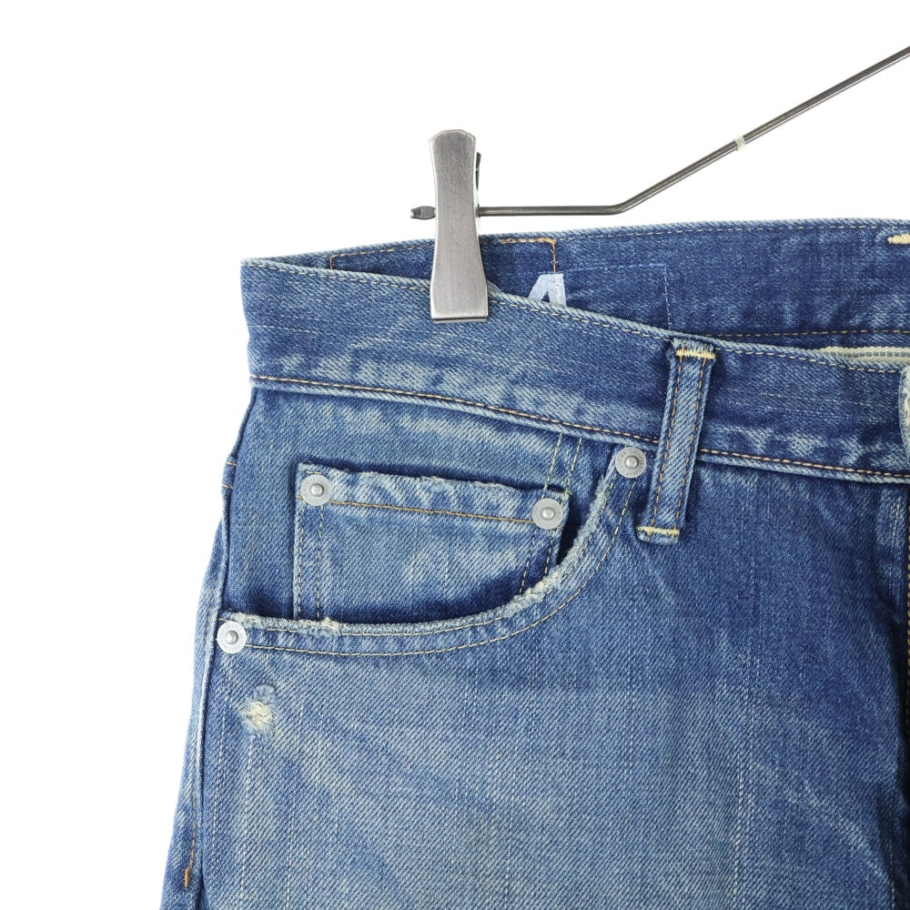 VISVIM(ヴィスヴィム) FLUXUS 05D4 SERGE DE NIMES パイソンパッチ ダメージ加工 ストレート デニムパンツ インディゴ