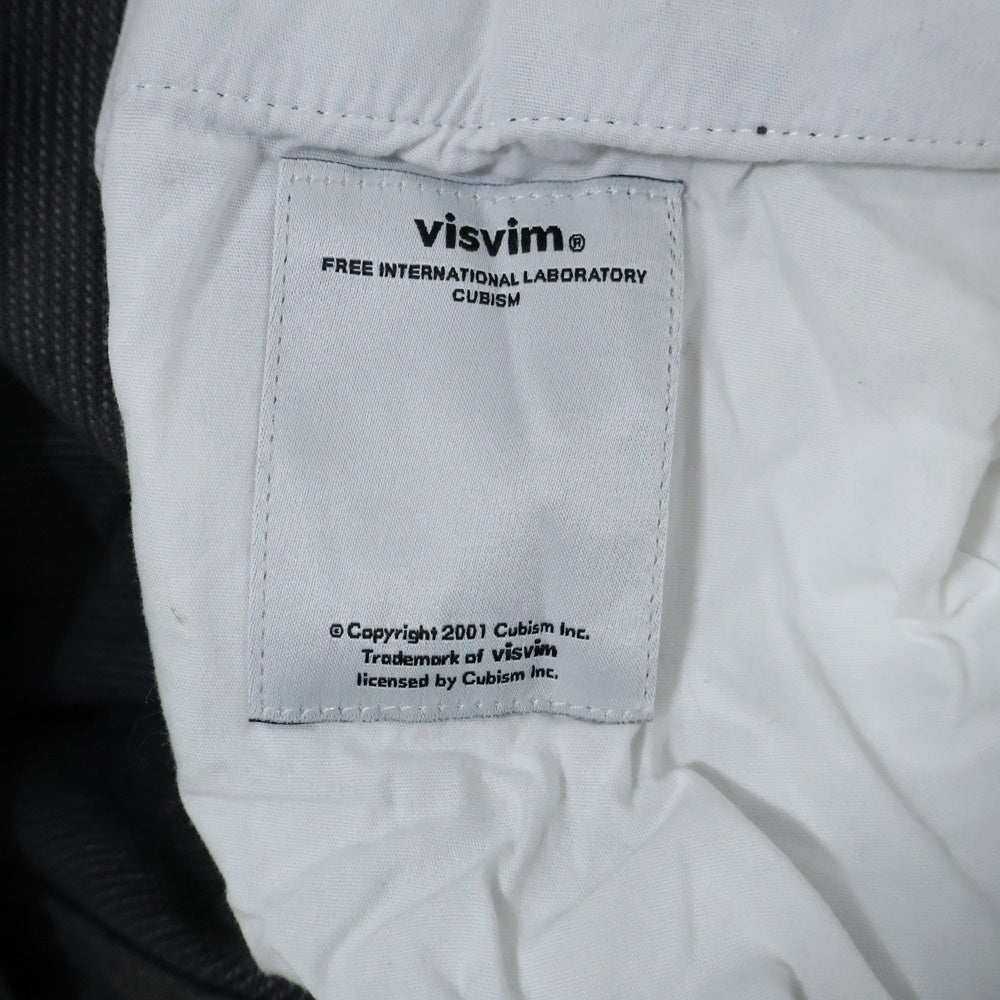 VISVIM(ヴィスヴィム) イエローレザーパッチ コーデュロイ ジップフライ ストレートパンツ グレー