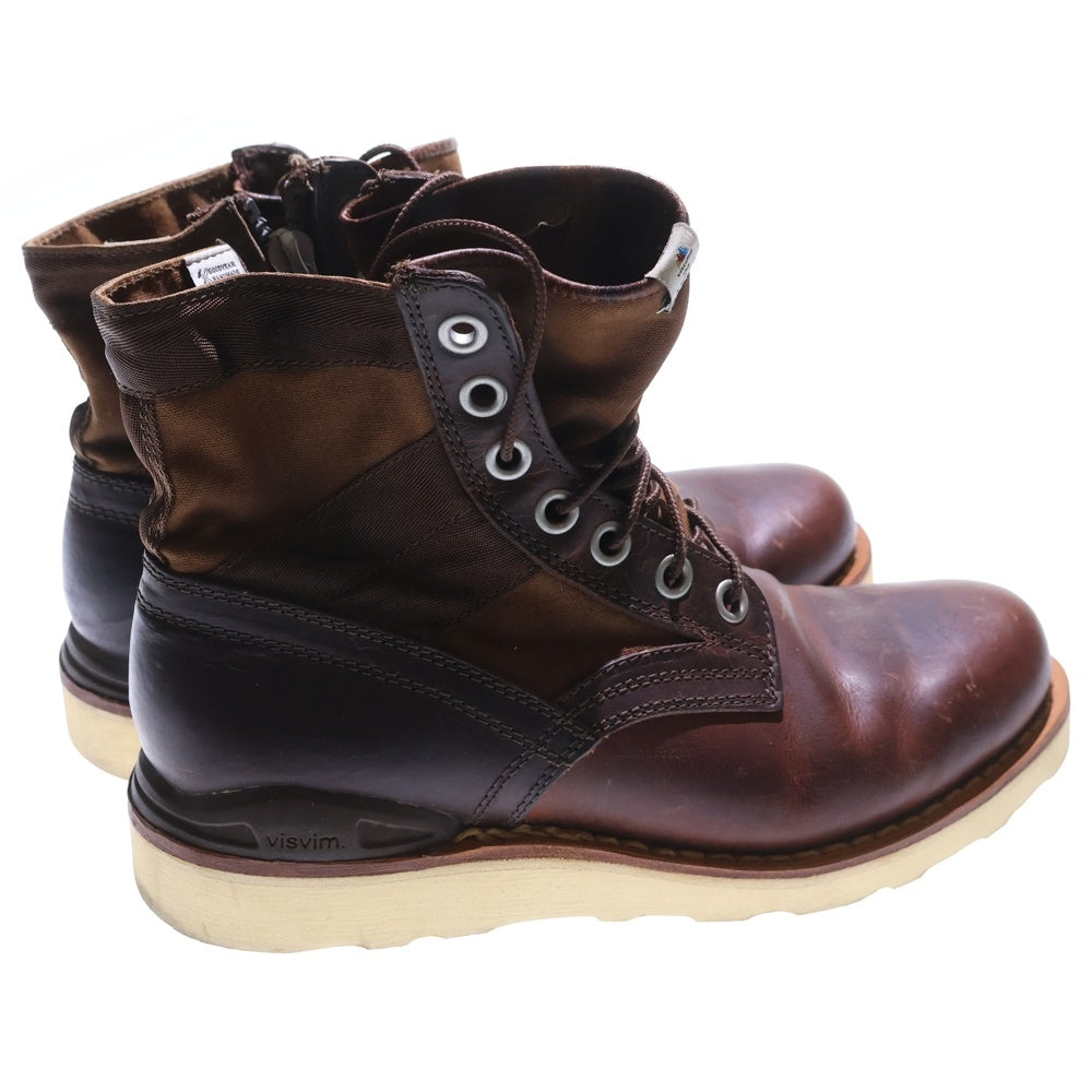 VISVIM(ヴィスヴィム) 7HOLE 73-FOLK ホルク サイドジップ レースアップ レザー ブーツ ブラウン
