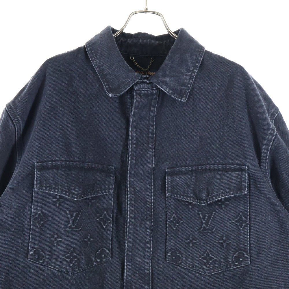 LOUIS VUITTON(ルイヴィトン) 24SS MONOGRAM EMBOSS OVERSIZED DENIM JACKET モノグラムエンボス オーバーサイズ デニムシャツジャケット ブラック RM241Q CHX HQS42W