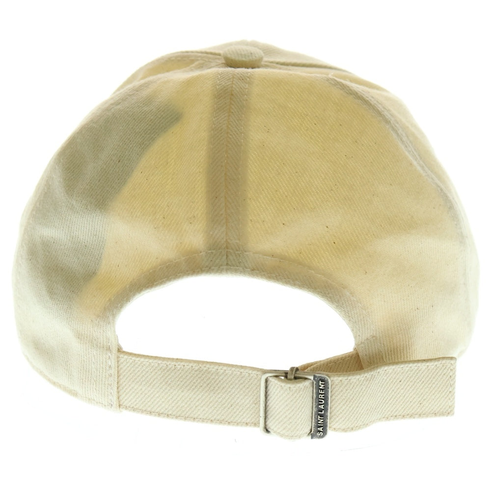 SAINT LAURENT PARIS(サンローランパリ) SL刺繍 コットン 6パネル ベースボールキャップ アイボリー 690975 3YL00