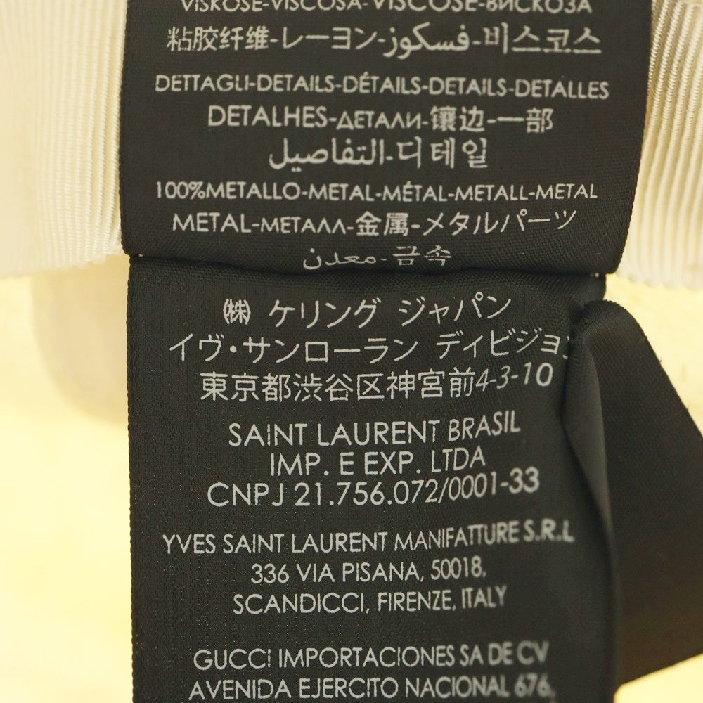 SAINT LAURENT PARIS(サンローランパリ) SL刺繍 コットン 6パネル ベースボールキャップ アイボリー 690975 3YL00