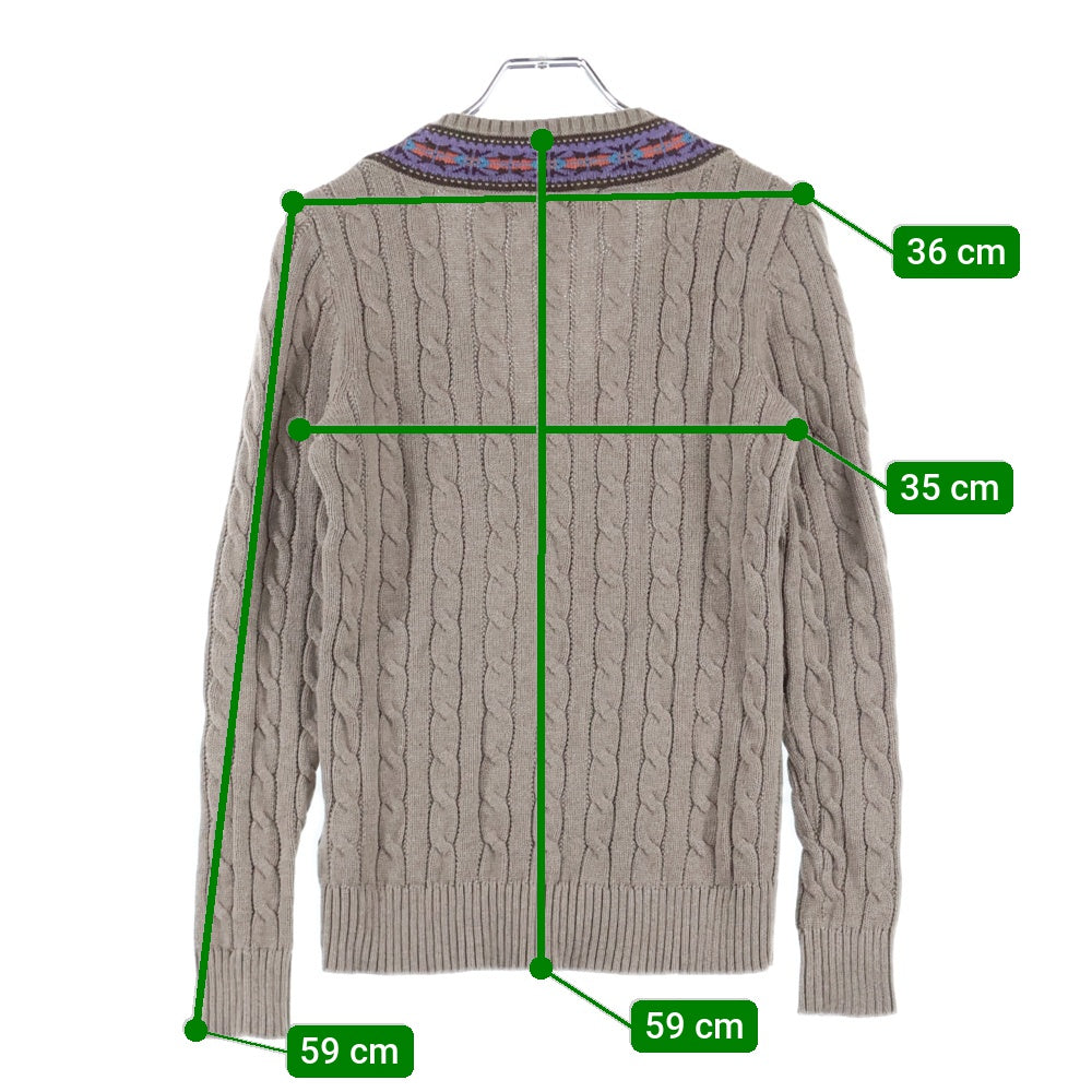 LAUREN RALPH LAUREN(ローレンラルフローレン) ケーブルニット Vネック セーター レディース ブラウン 200882080002