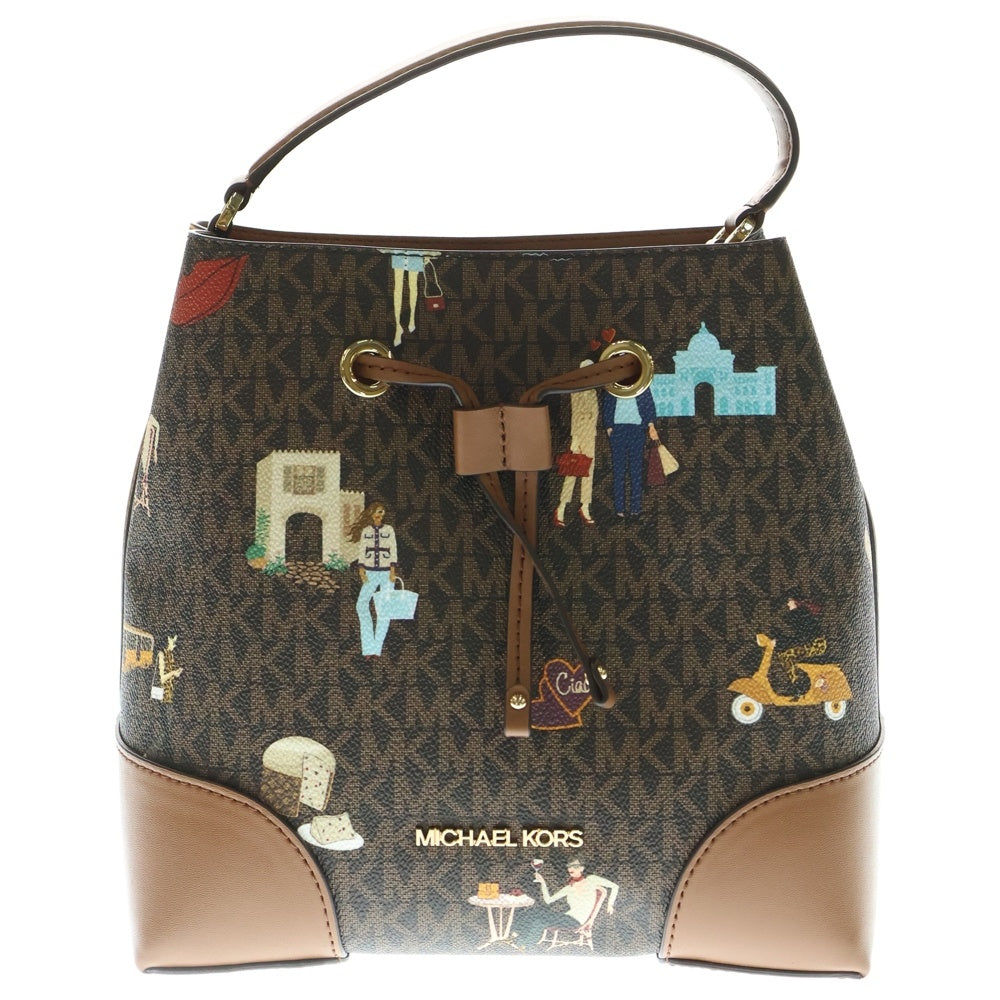 MICHAEL KORS(マイケルコース) 総柄 2WAY レザーショルダーバッグ ハンドバッグ ブラウン 35F2G5CM2V