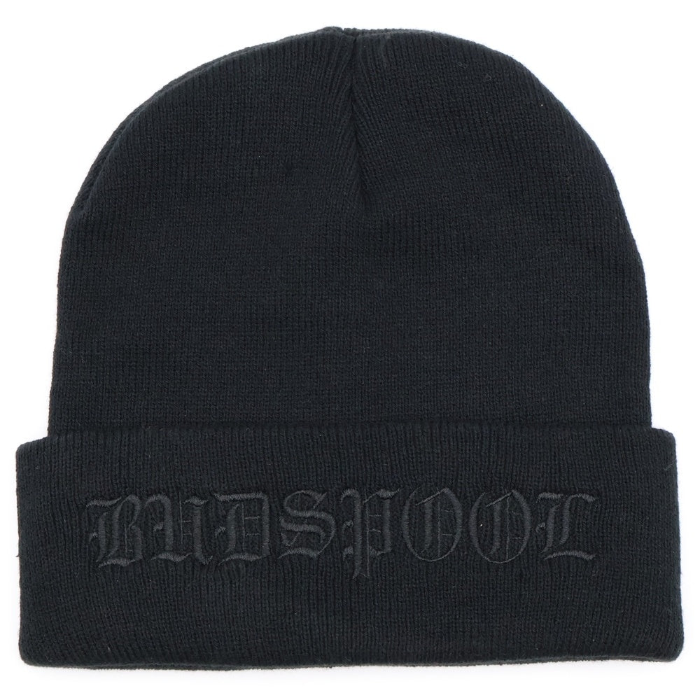 BUDSPOOL(バッズプール) CLASSIC LOGO EMBROIDERY BEANIE クラシック ロゴ エンブロイダリー ビーニー ニットキャップ 帽子 ブラック