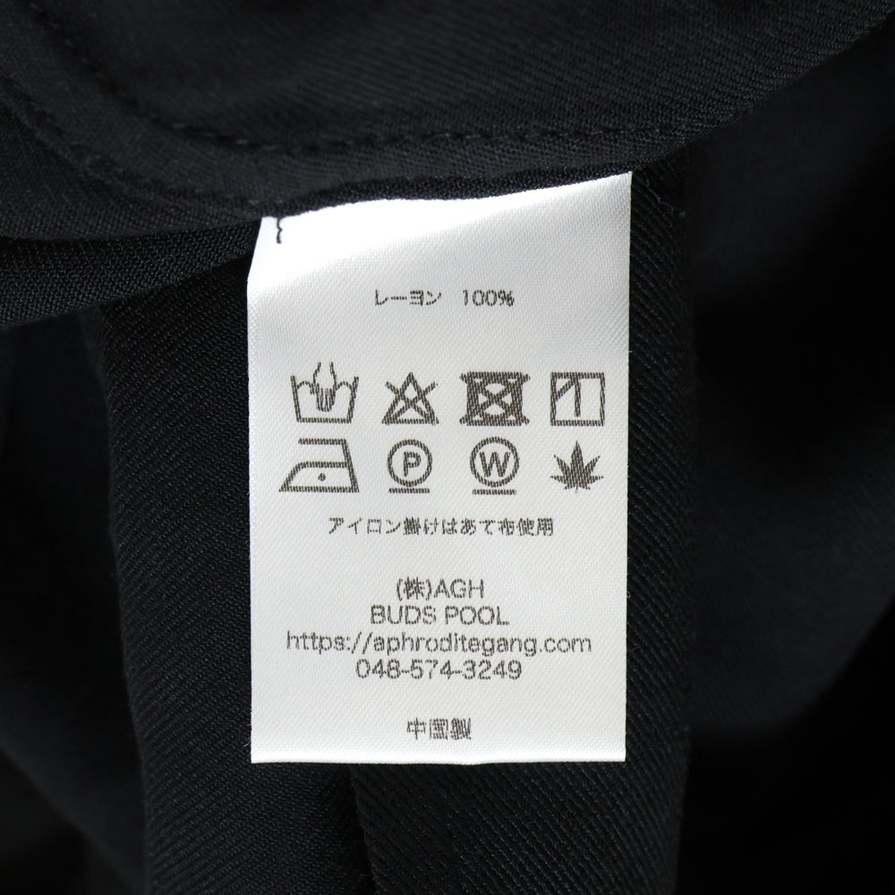 BUDSPOOL(バッズプール) ×GAKKIN 白墨狐 EMBROIDERY 50'S SHIRT ガッキン アート エンブロイダリー オープンカラー 半袖シャツ ブラック