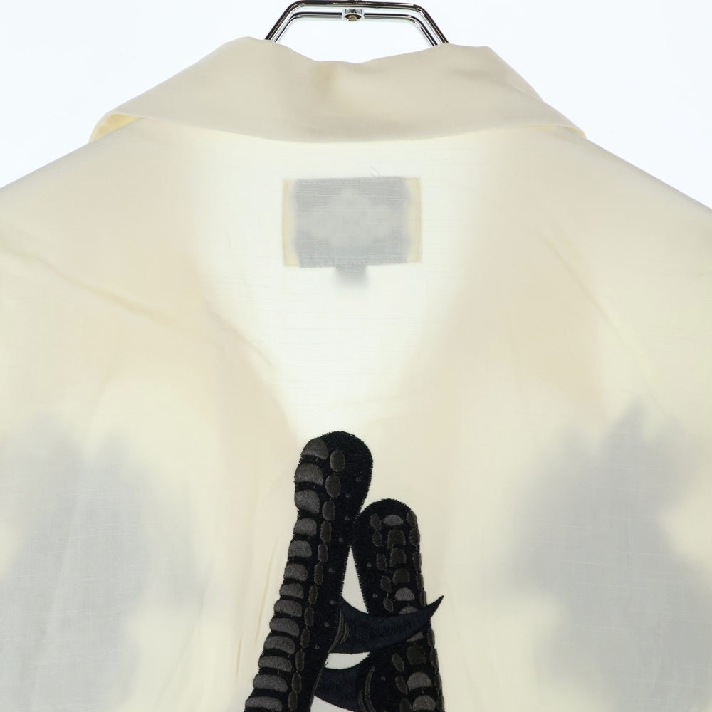 BUDSPOOL(バッズプール) ×GAKKIN 鶏 EMBROIDERY WHITE SHIRT ガッキン アート エンブロイダリー オープンカラー 半袖シャツ ホワイト