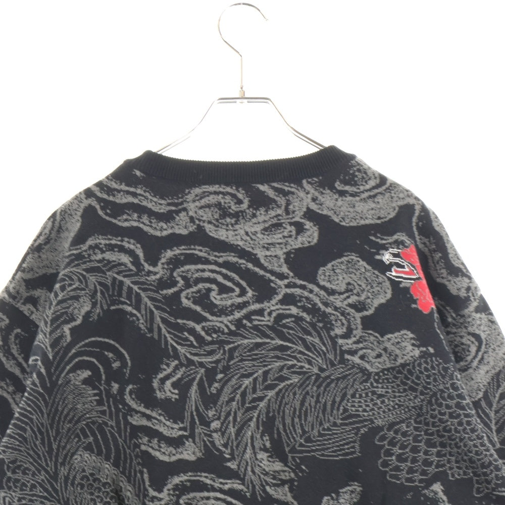 BUDSPOOL(バッズプール) ×GAKKIN 渦軍鶏 COTTON KNIT JACQUARD ガッキン コットン ジャガード クルーネック ニット セーター ブラック