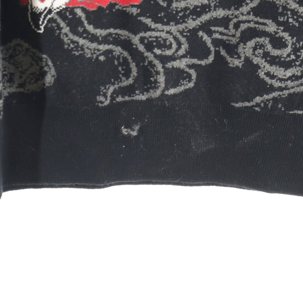 BUDSPOOL(バッズプール) ×GAKKIN 渦軍鶏 COTTON KNIT JACQUARD ガッキン コットン ジャガード クルーネック ニット セーター ブラック