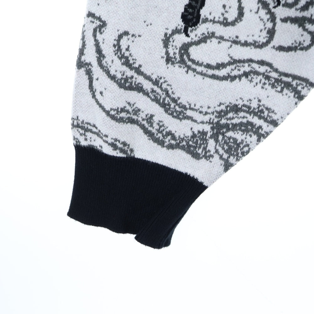 BUDSPOOL(バッズプール) ×GAKKIN 渦軍鶏 COTTON KNIT JACQUARD ガッキン コットン ジャガード クルーネック ニット セーター ホワイト