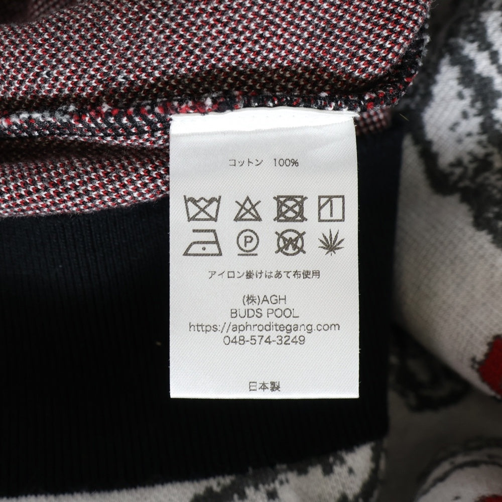 BUDSPOOL(バッズプール) ×GAKKIN 渦軍鶏 COTTON KNIT JACQUARD ガッキン コットン ジャガード クルーネック ニット セーター ホワイト