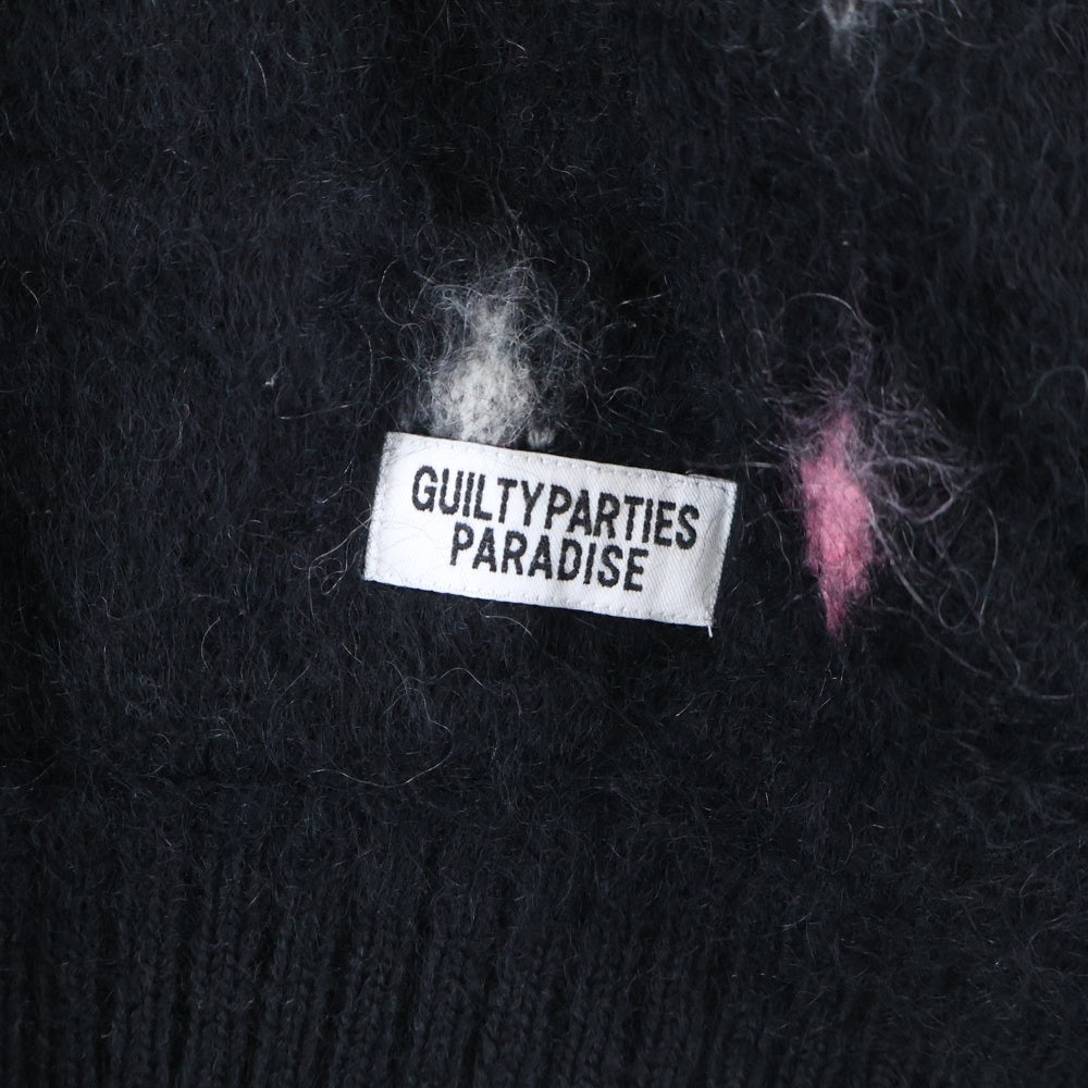 WACKO MARIA(ワコマリア) 24AW DIAMOND HEAVY MOHAIAR KNIT SWEATER ダイアモンド クルーネック ヘビー モヘア ニット セーター ブラック 24FW-WHK-KN19