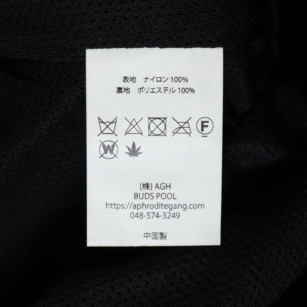 BUDSPOOL(バッズプール) ×GAKKIN 花罰家紋 EMBROIDERY NYLON PANTS ガッキン ロゴエンブロイダリー ナイロン ジョガーパンツ ブラック