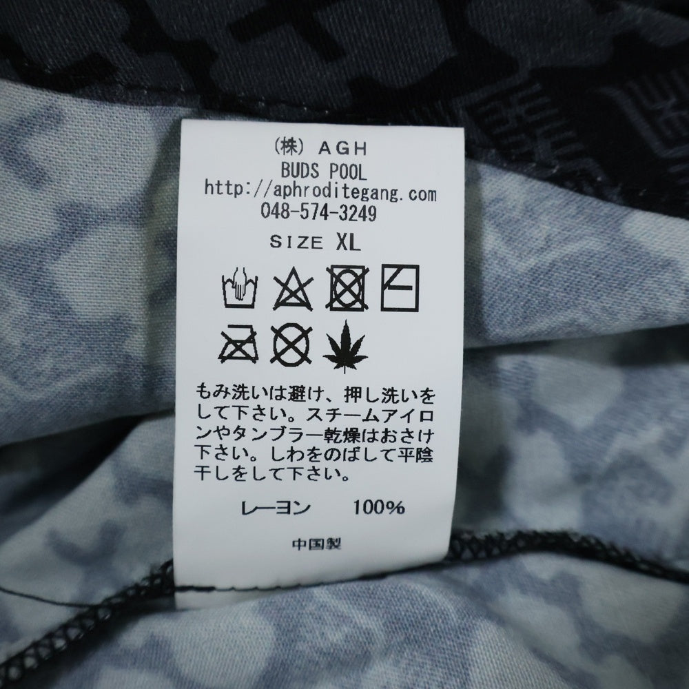 BUDSPOOL(バッズプール) ×GAKKIN 花罰家紋 ORIGINAL L/S SHIRT ガッキン ロゴ レーヨン オリジナル ロングスリーブ 長袖 シャツ グレー