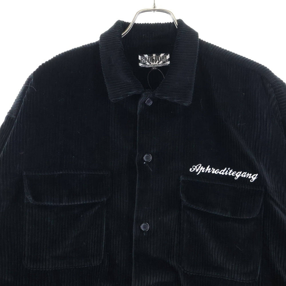 BUDSPOOL(バッズプール) APHRODITEGANG LOGO EMBROIDERY CORDUROY JACKET アフロディーテギャング ロゴ エンブロイダリー コーデュロイ ジャケット ブラック