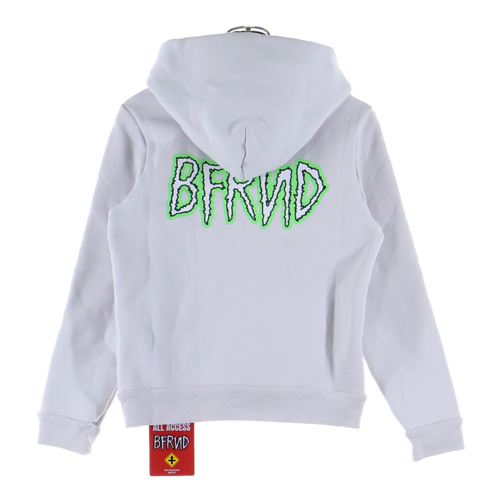 BALENCIAGA(バレンシアガ) BFRND Series Zip-up Hoodie Small Fit ロゴプリント スモールフィット ジップアップフーディ スウェットパーカー ホワイト レディース 788243 TQVH1