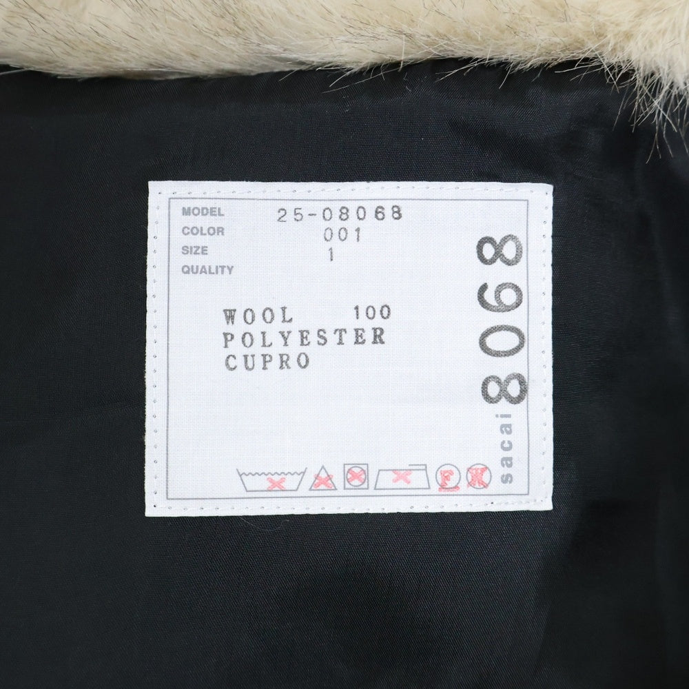 Sacai(サカイ) 25AW WOOL MELTON BLOUSON マルチポケット ウール メルトンファー付き ジャケット レディース ブラック 25-08068