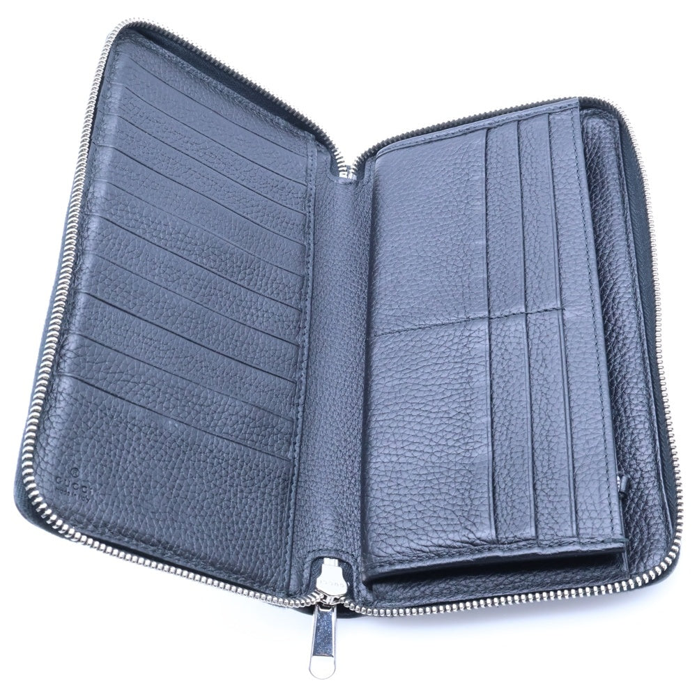 GUCCI(グッチ) ジャンボGG レザー ジッピーウォレット 長財布 ブラック 739482