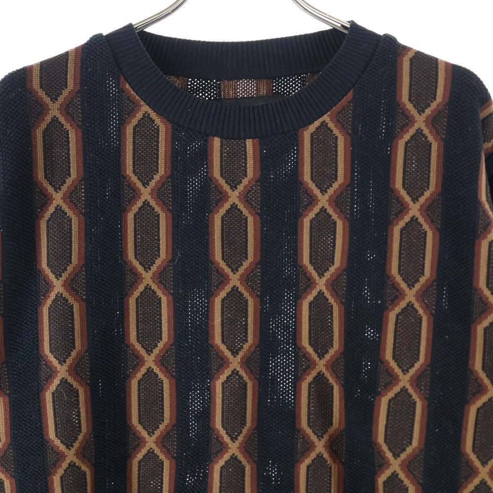 WACKO MARIA(ワコマリア) 24SS STRIPED JACQUARD KNIT SWEATER ストライプド ジャガードニット スウェット セーター ブラウン/ブラック 24SS-WMK-KN23