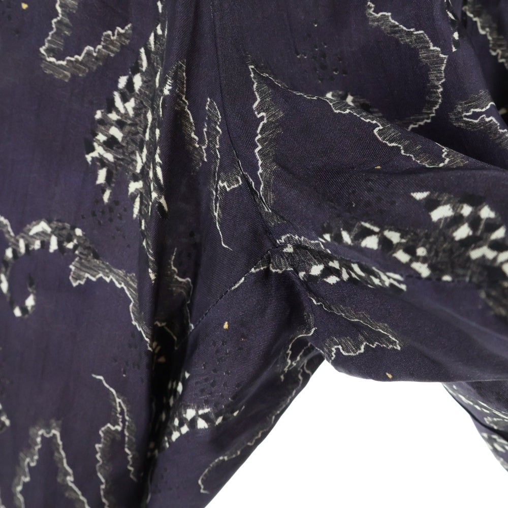 TOGA VIRILIS(トーガ ビリリース) 21SS INNER PRINT PANTS 総柄 インナープリント ドローストリング パンツ パープル TV11-FF330