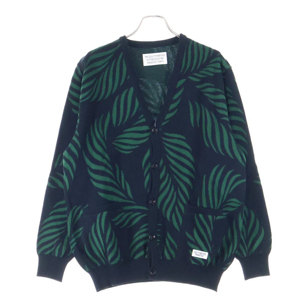 WACKO MARIA(ワコマリア) 23SS LEAF JACQUARD CARDIGAN リーフジャガードカーディガン ニット セーター グリーン/ブラック 23SS-WMK-KN14