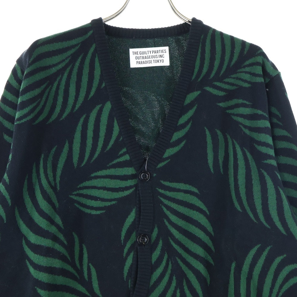 WACKO MARIA(ワコマリア) 23SS LEAF JACQUARD CARDIGAN リーフジャガードカーディガン ニット セーター グリーン/ブラック 23SS-WMK-KN14