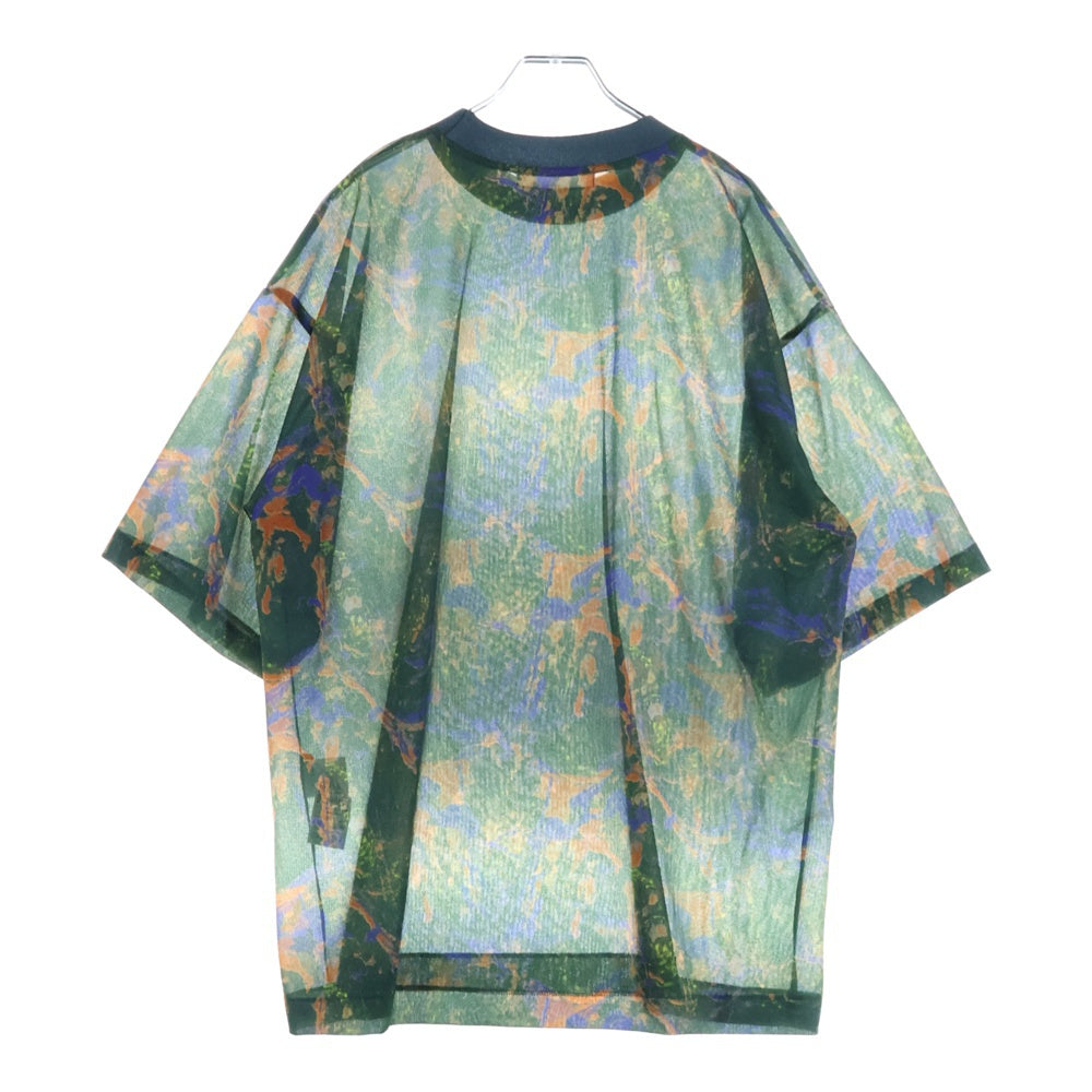 TOGA VIRILIS(トーガ ビリリース) 22AW MARBLE PRINT T-SHIRT 総柄 マーブルプリント 半袖Tシャツ カットソー グリーン TV22-JK350