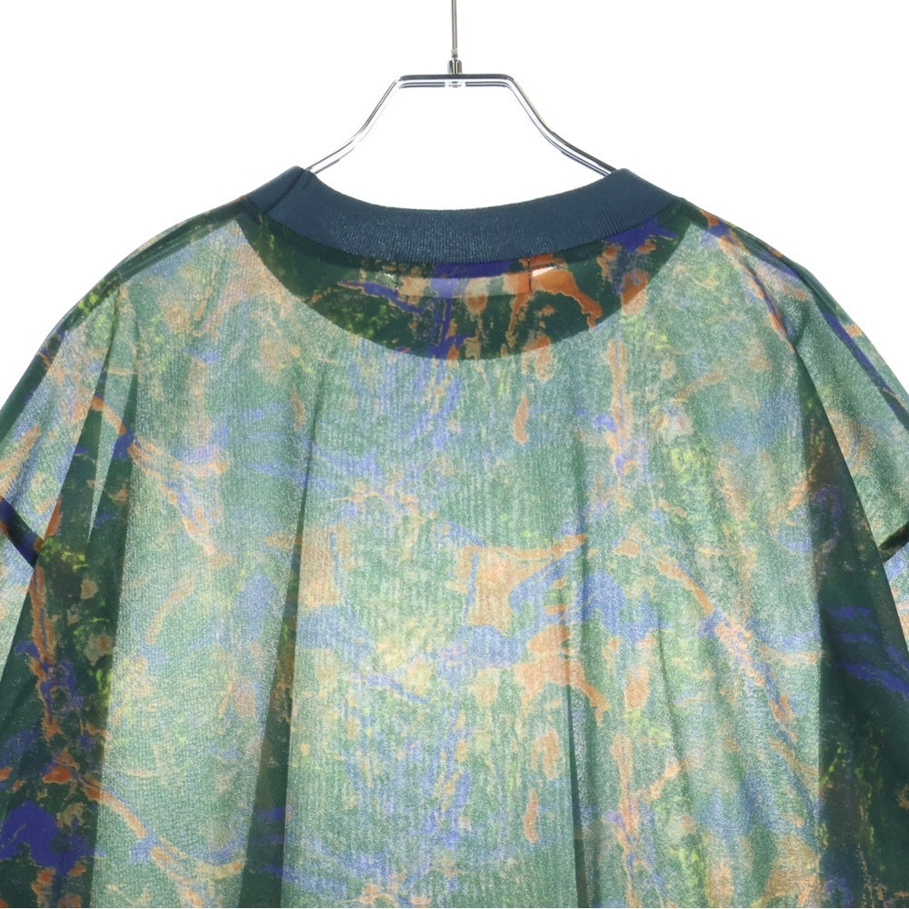 TOGA VIRILIS(トーガ ビリリース) 22AW MARBLE PRINT T-SHIRT 総柄 マーブルプリント 半袖Tシャツ カットソー グリーン TV22-JK350