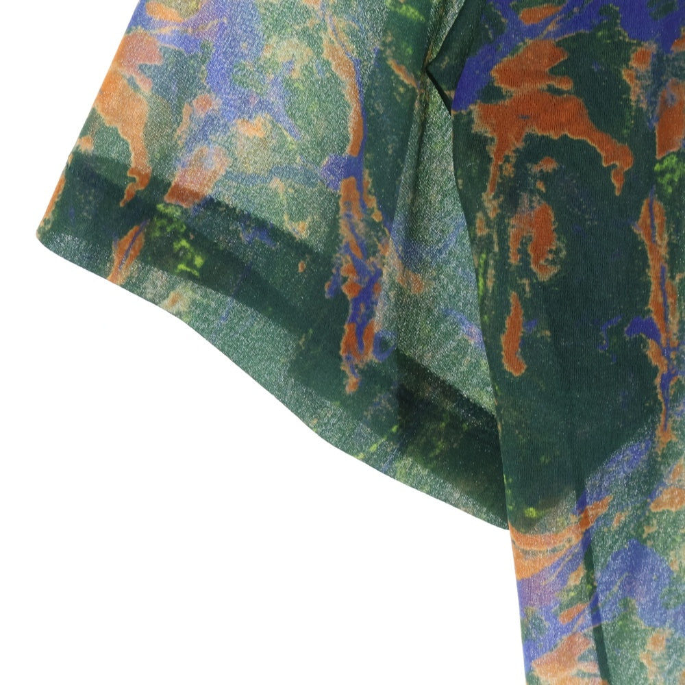 TOGA VIRILIS(トーガ ビリリース) 22AW MARBLE PRINT T-SHIRT 総柄 マーブルプリント 半袖Tシャツ カットソー グリーン TV22-JK350