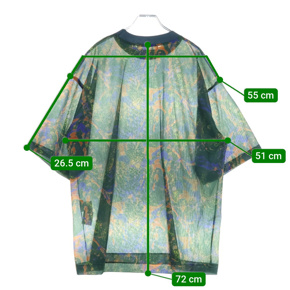 TOGA VIRILIS(トーガ ビリリース) 22AW MARBLE PRINT T-SHIRT 総柄 マーブルプリント 半袖Tシャツ カットソー グリーン TV22-JK350