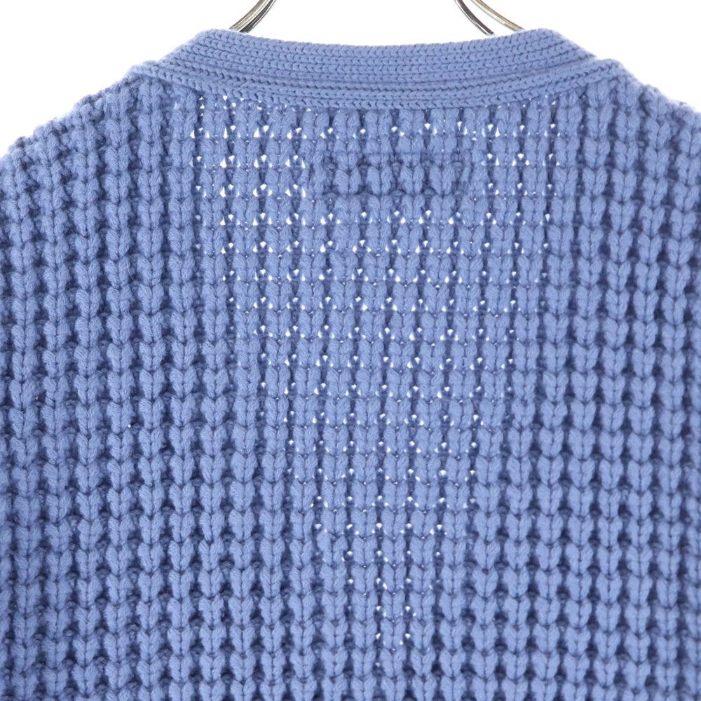 WACKO MARIA(ワコマリア) 24AW WAFFLE KNIT CARDIGAN ワッフルニット カーディガン セーター ブルー 24FW-WMK-KN02