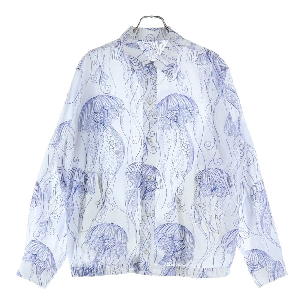 TOGA VIRILIS(トーガ ビリリース) 23SS Cotton Embroidery blouson 総柄 コットン エンブロイダリー ブルゾン ジャケット ホワイト/ブルー TV31-FC304