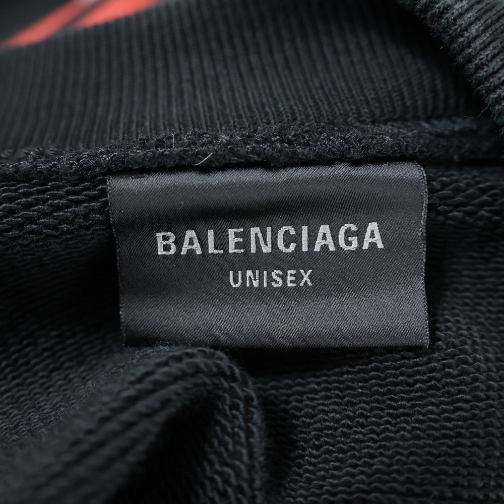 BALENCIAGA(バレンシアガ) 24SS Double Front Crew ダブルフロントダメージ加工クルーネックスウェットトレーナー ブラック 791614 TQVQ7