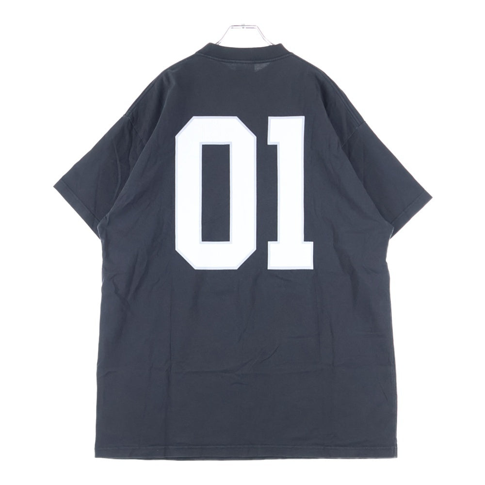 BALENCIAGA(バレンシアガ) 25SS BASKETBALL SERIES バスケットシリーズ ロゴ刺繍デザイン クルーネック半袖Tシャツカットソー ブラック 787349 TRVW9