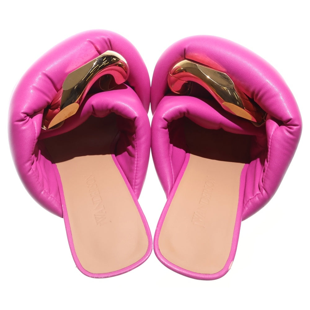 J.W.ANDERSON(ジェー ダブリュー アンダーソン) Chain Twist faux leather mules チェインツイスト フォーレザー ハイヒールミュール レディース ピンク ANW38021A
