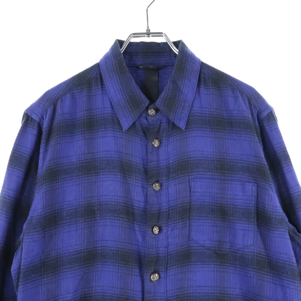 CHROME HEARTS(クロムハーツ) LOOSEENDS LS CHECK 初期 ルーズエンド クロスパッチ付 チェック 長袖シャツ ブルー/ブラック
