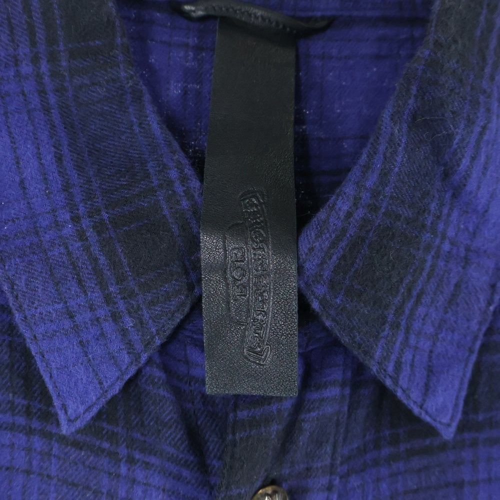 CHROME HEARTS(クロムハーツ) LOOSEENDS LS CHECK 初期 ルーズエンド クロスパッチ付 チェック 長袖シャツ ブルー/ブラック