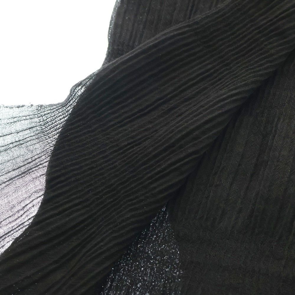 CHROME HEARTS(クロムハーツ) レザークロスパッチ カシミアシルク フリンジストール マフラー ブラック