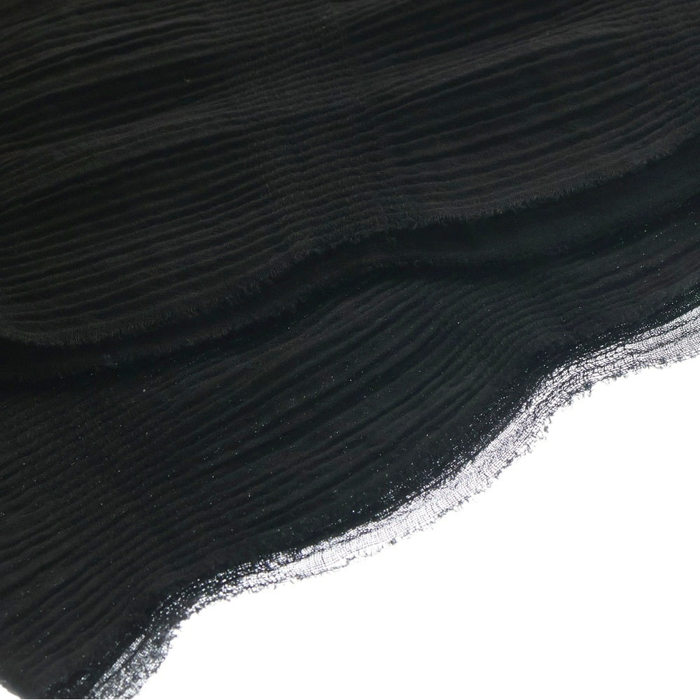 CHROME HEARTS(クロムハーツ) レザークロスパッチ カシミアシルク フリンジストール マフラー ブラック