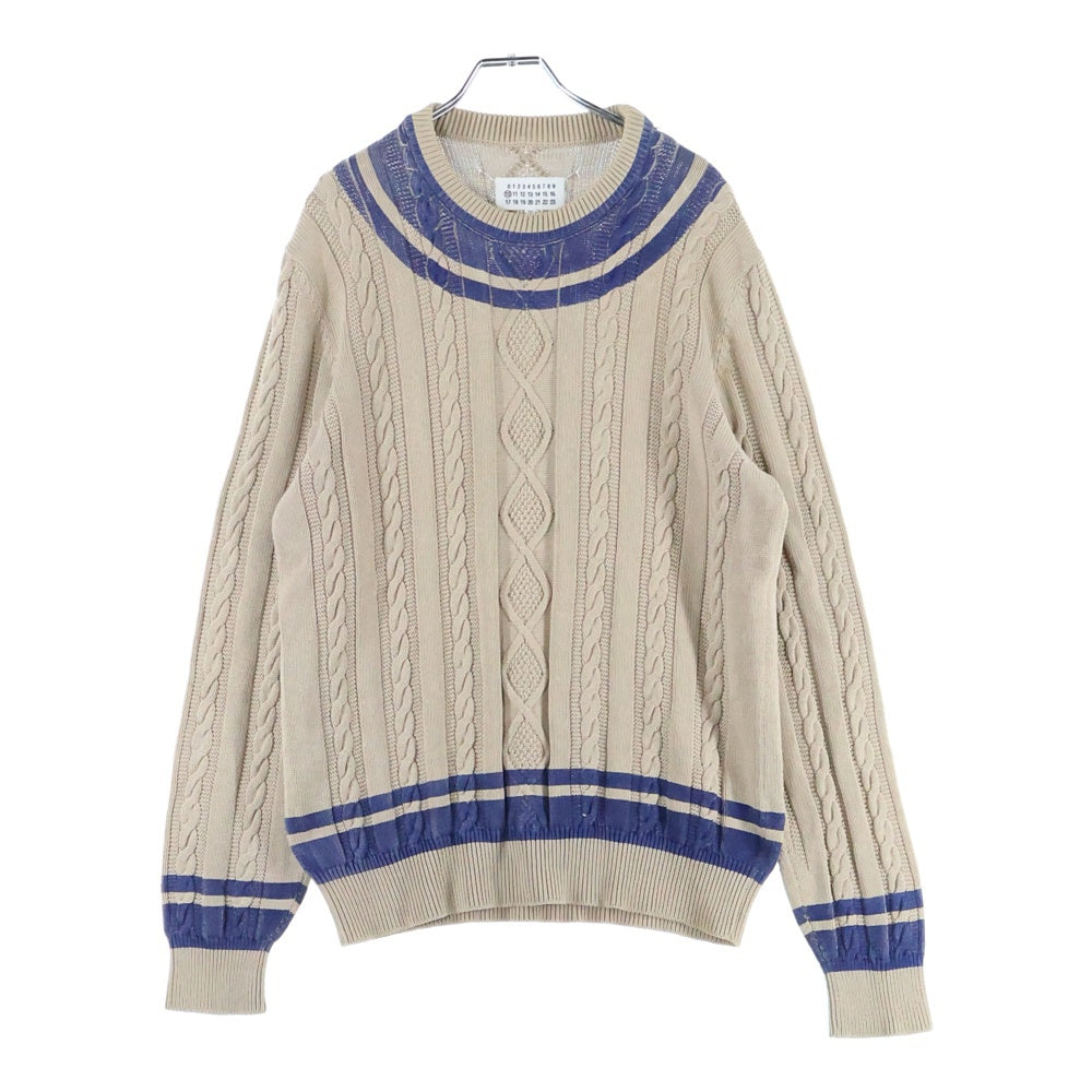 Maison Margiela 10(メゾン マルジェラ) 14SS ペイントデザイン クルーネック コットンニット セーター ベージュ S30HA0706 S14831