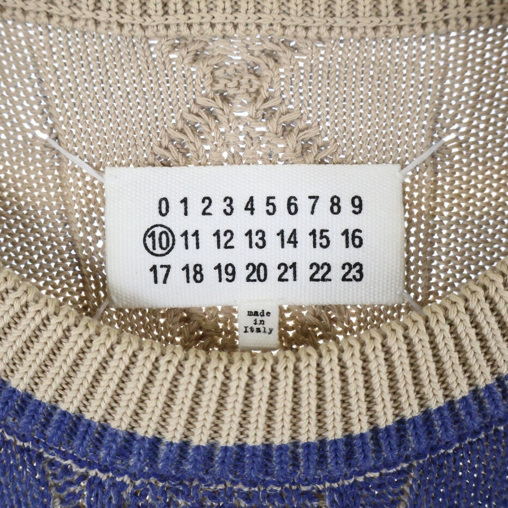 Maison Margiela 10(メゾン マルジェラ) 14SS ペイントデザイン クルーネック コットンニット セーター ベージュ S30HA0706 S14831