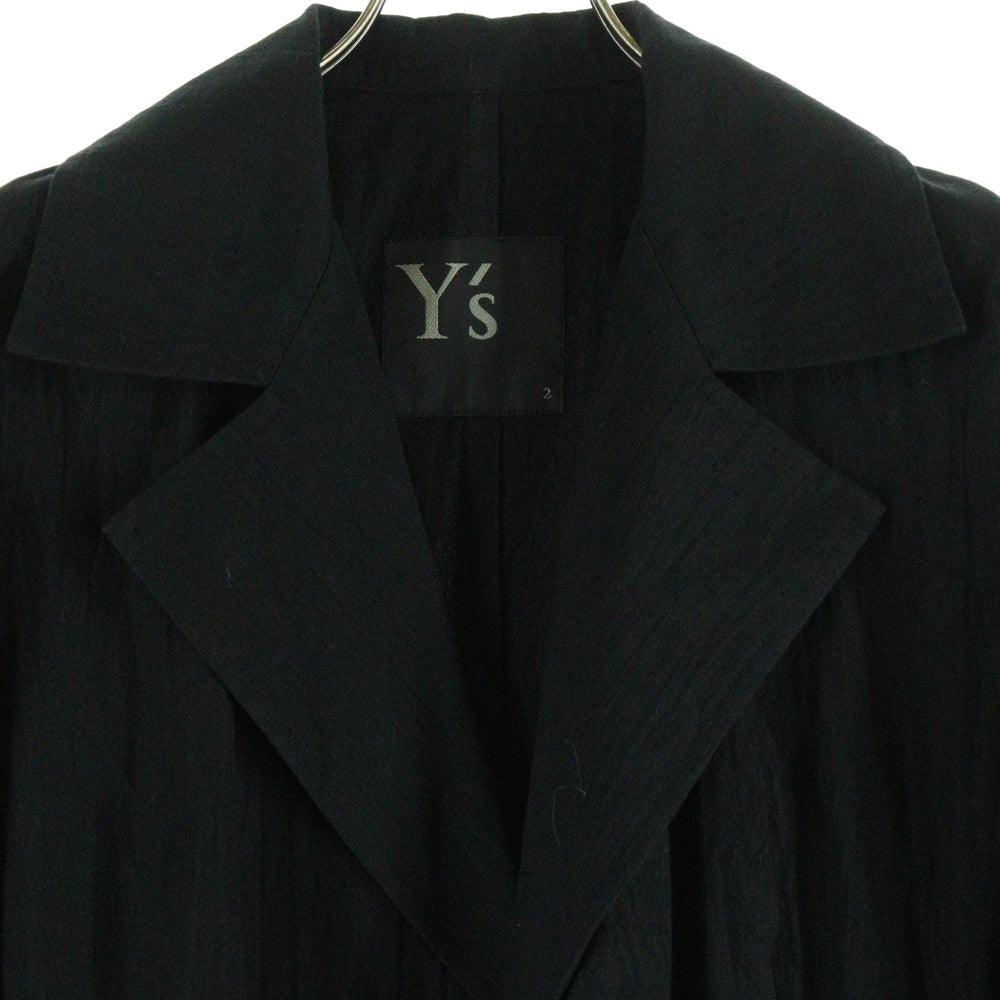 Y's(ワイズ) リネン混 1B ロング ジャケット ブラック YO-J28-012 レディース