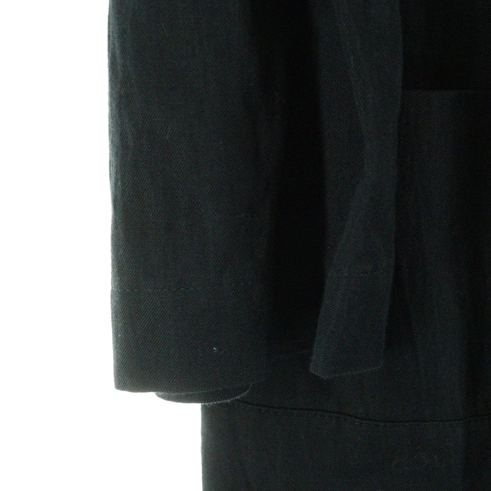 Y's(ワイズ) リネン混 1B ロング ジャケット ブラック YO-J28-012 レディース