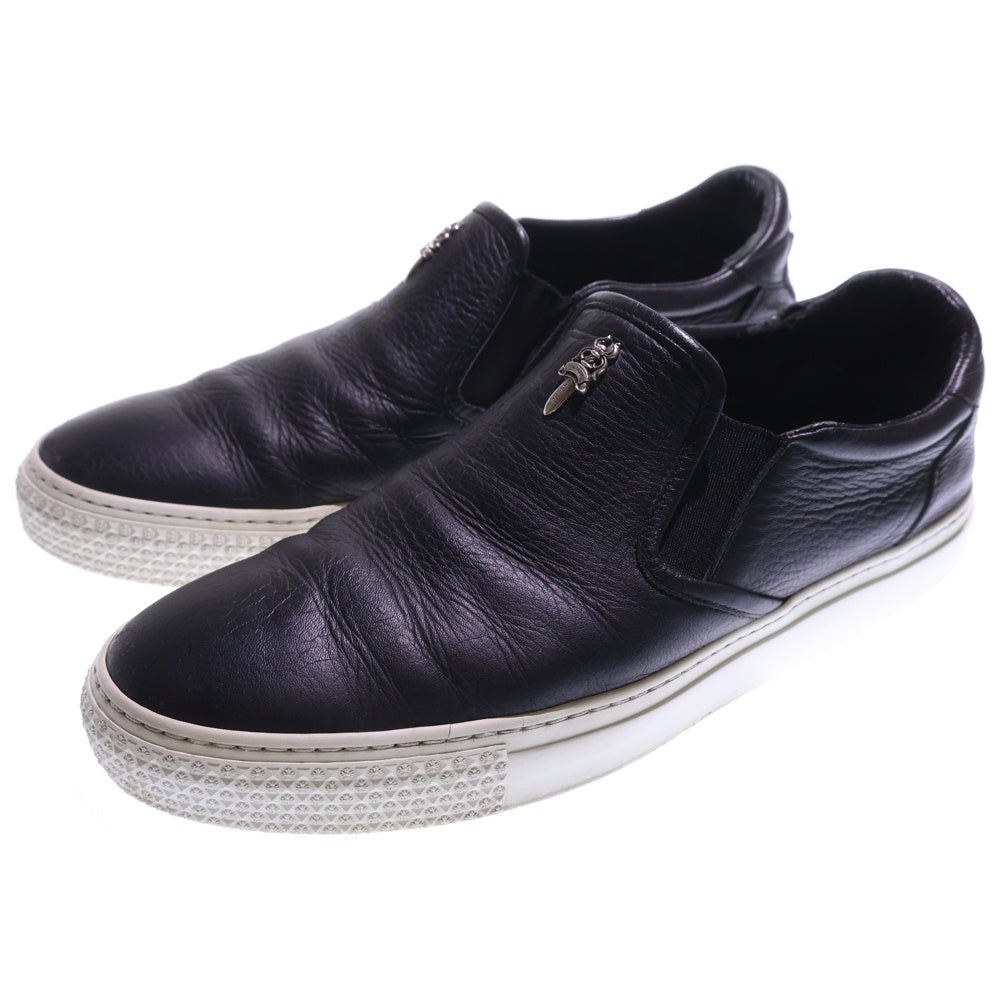CHROME HEARTS(クロムハーツ) CH SLIP ON CHプラスレザーパッチ ダガー レザースリッポン ローカットスニーカー ブラック