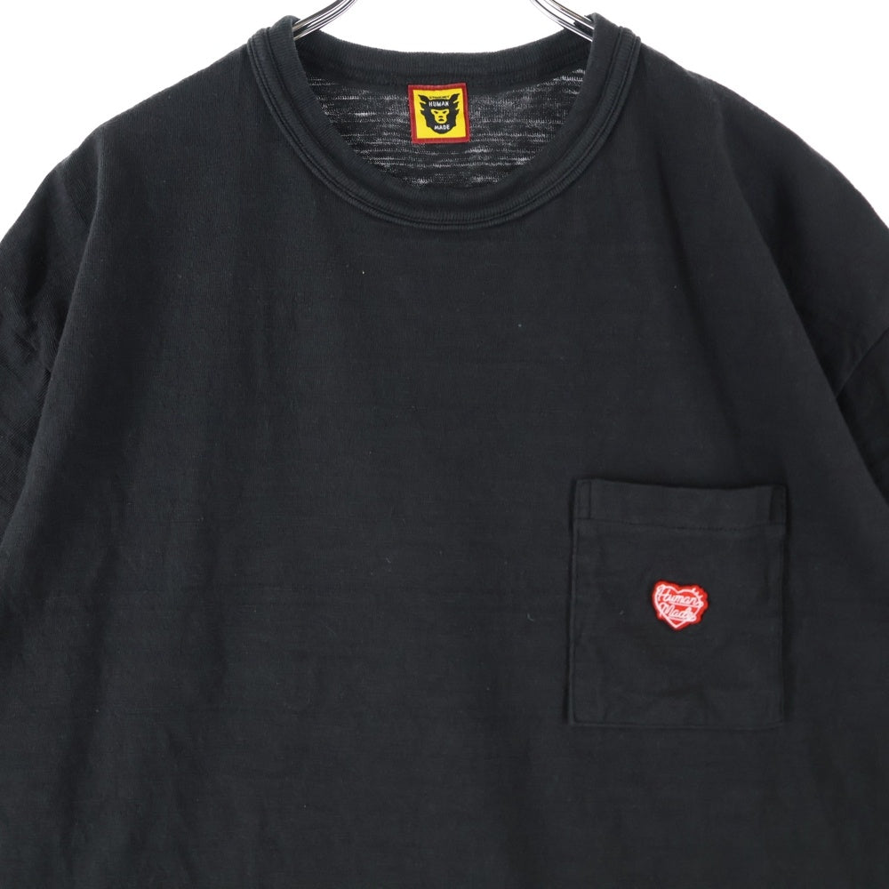 HUMAN MADE(ヒューマンメイド) ハートロゴ クルーネック半袖ポケットTシャツ カットソー ブラック