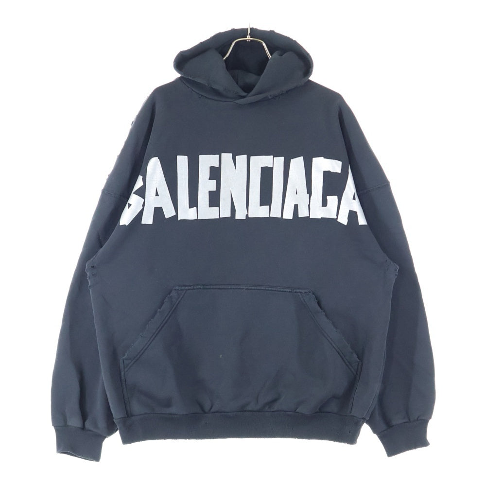 BALENCIAGA(バレンシアガ) 24SS NEW TAPE TYPE HOODIE BLACK ニュウ テープ タイプ プルオーバースウェットパーカー フーディー ブラック 739024 TQVQ9