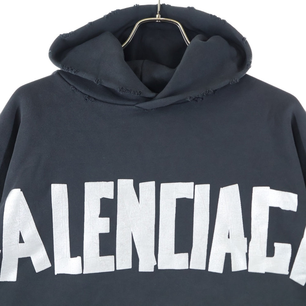 BALENCIAGA(バレンシアガ) 24SS NEW TAPE TYPE HOODIE BLACK ニュウ テープ タイプ プルオーバースウェットパーカー フーディー ブラック 739024 TQVQ9