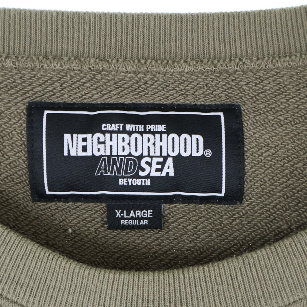 NEIGHBORHOOD(ネイバーフッド) 23SS ×WIND AND SEA SWEATSHIRT LS ウィンダンシー クルーネックスウェットトレーナー ロングスリーブ カーキ 231UWWSN-CSM01S